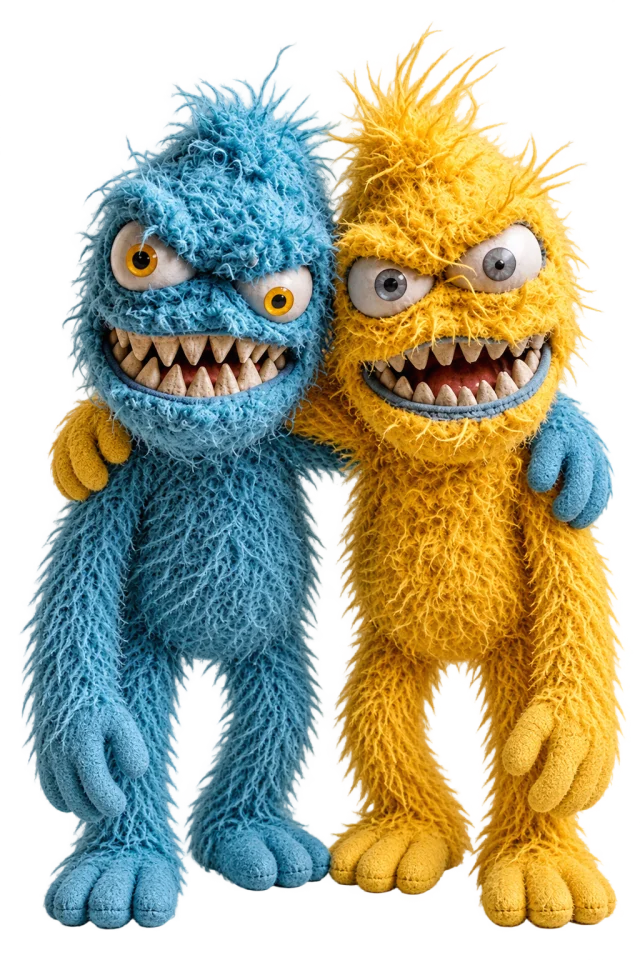 I Gemelli blu e giallo indicano i due pulsanti per scaricare l’app.